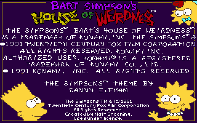 THE SIMPSONS: BART'S HOUSE OF WEIRDNESS